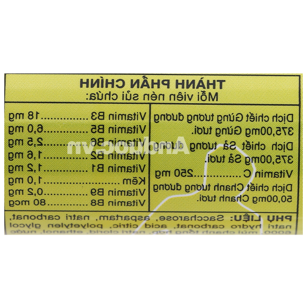 Viên sủi MyVita Strong sả gừng chanh hỗ trợ tăng đề kháng tuýp 20 viên