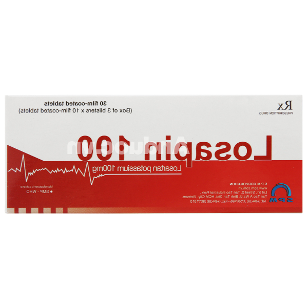 Losapin 100 trị tăng huyết áp (3 vỉ x 10 viên)