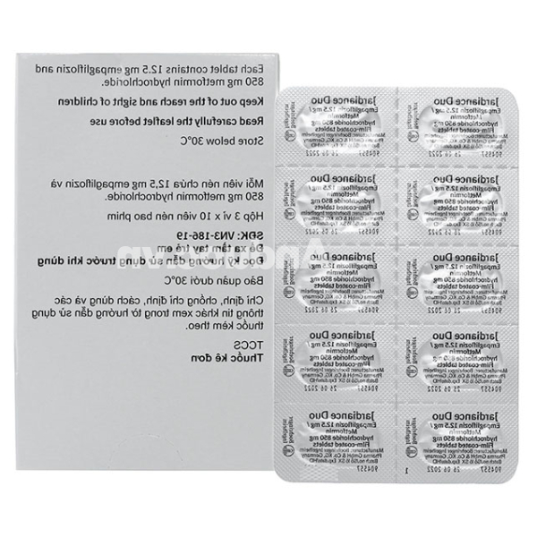 Jardiance Duo 12.5mg/850mg trị đái tháo đường (3 vỉ x 10 viên)