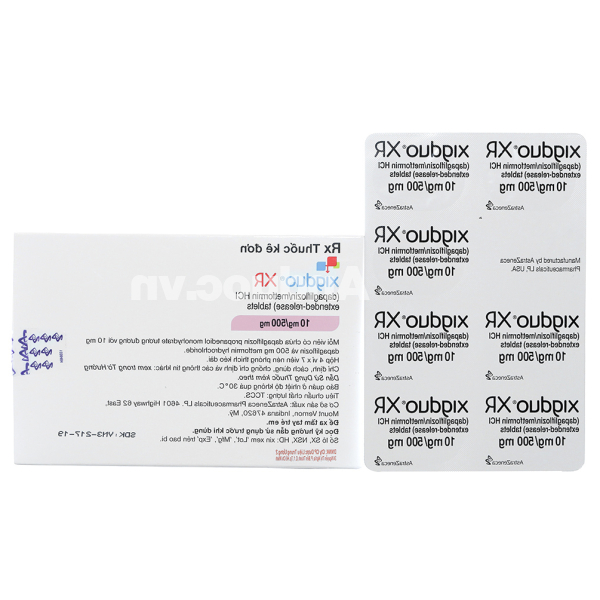 Xigduo XR 10mg/500mg trị đái tháo đường tuýp 2 (4 vỉ x 7 viên)