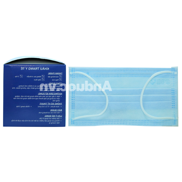Khẩu trang y tế Dongphaco 3 lớp màu xanh hộp 50 cái