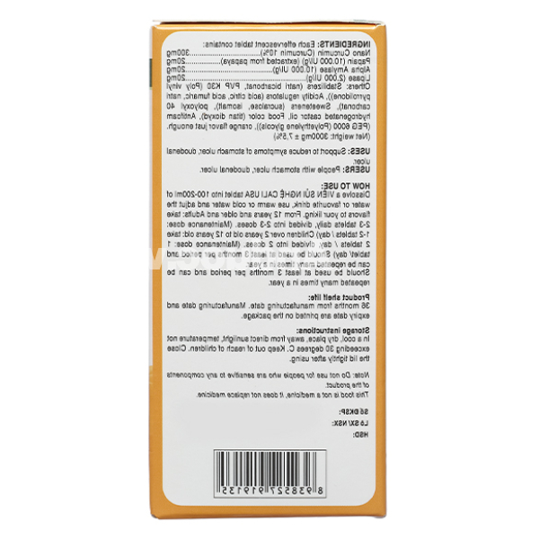 Viên sủi nghệ Cali USA hỗ trợ giảm viêm loét dạ dày hộp 2 tuýp x 10 viên