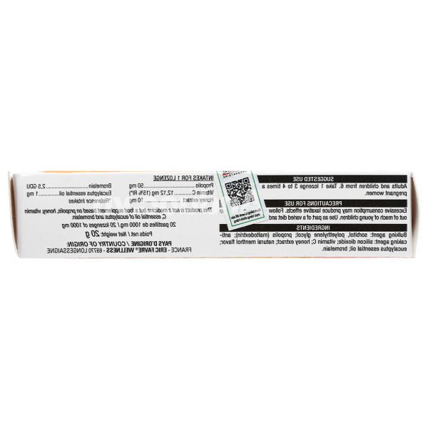 Viên ngậm Vitaprolis Pastilles hỗ trợ giảm ho, giảm viêm đường hô hấp hộp 20 viên