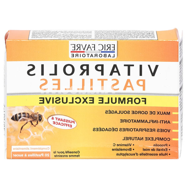 Viên ngậm Vitaprolis Pastilles hỗ trợ giảm ho, giảm viêm đường hô hấp hộp 20 viên
