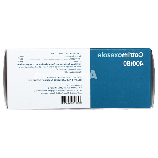 Cotrimoxazole 400/80 trị viêm tai giữa cấp, nhiễm khuẩn (10 vỉ x 10 viên)