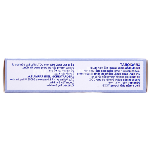 Cerciorat thuốc tránh thai khẩn cấp trong vòng 72 giờ (1 vỉ x 1 viên)