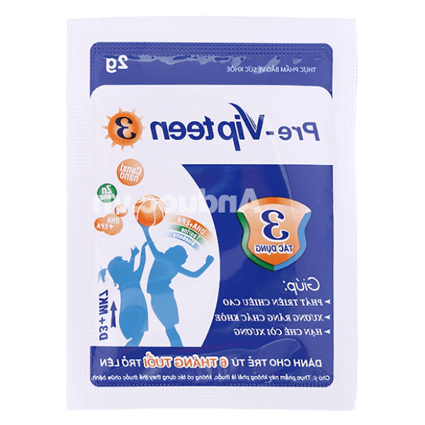 Pre - Vipteen 3 hỗ trợ tăng chiều cao cho trẻ hộp 20 gói x 2g