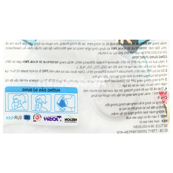Khẩu trang y tế Mebiphar 3D Mask Pro màu trắng gói 1 cái