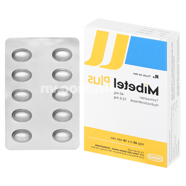 Mibetel Plus 40mg/12.5mg trị tăng huyết áp (3 vỉ x 10 viên)