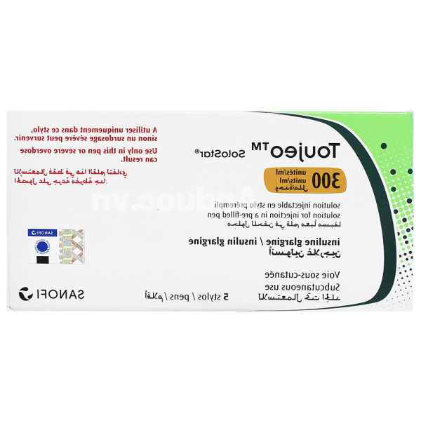 Bút tiêm Toujeo SoloStar 300IU/ml trị đái tháo đường (5 cây x 1.5ml)