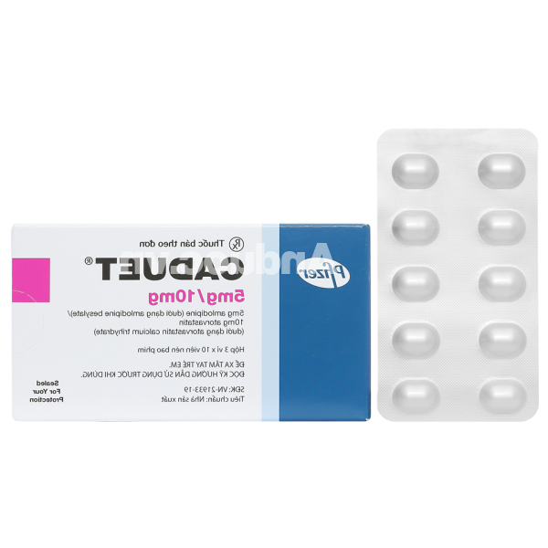 Caduet 5mg/10mg trị tăng huyết áp, rối loạn lipid máu (3 vỉ x 10 viên)