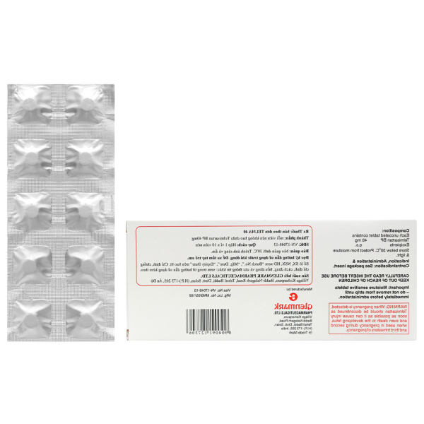 Telma 40 trị tăng huyết áp (1 vỉ x 10 viên)
