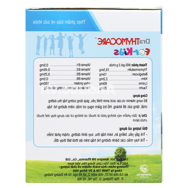 Cốm DraThymocare For Kids hỗ trợ tăng cường đề kháng hộp 30 gói x 3g