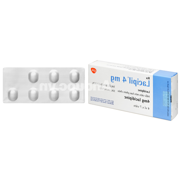 Lacipil 4mg trị tăng huyết áp đơn trị liệu hoặc kết hợp (4 vỉ x 7 viên)