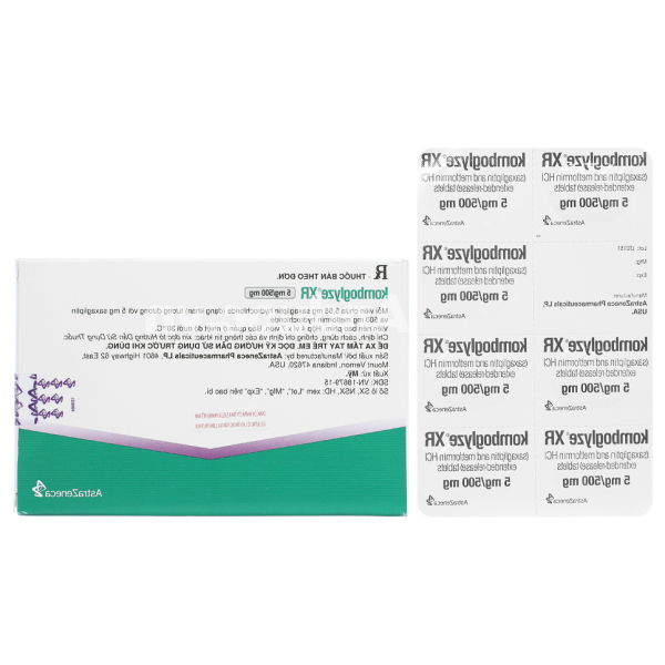 Komboglyze XR 5mg/500mg trị đái tháo đường (4 vỉ x 7 viên)