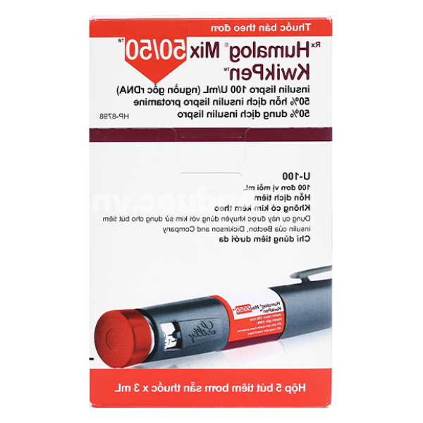 Bút tiêm Humalog Mix 50/50 KwikPen 100IU/ml trị đái tháo đường (5 cây x 3ml)