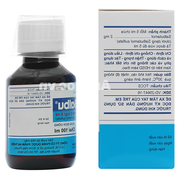 Dung dịch uống AtiSalbu 2mg/5ml trị cơn hen, ngắt cơn co thắt phế quản chai 100ml