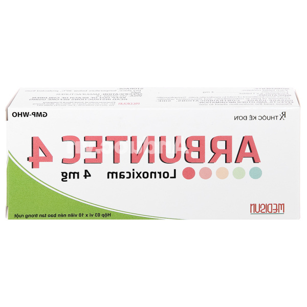 Arbuntec 4mg giảm đau, trị viêm xương khớp (3 vỉ x 10 viên)