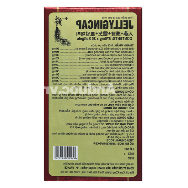 Jellygin hỗ trợ tăng cường sinh lý nam chai 30 viên