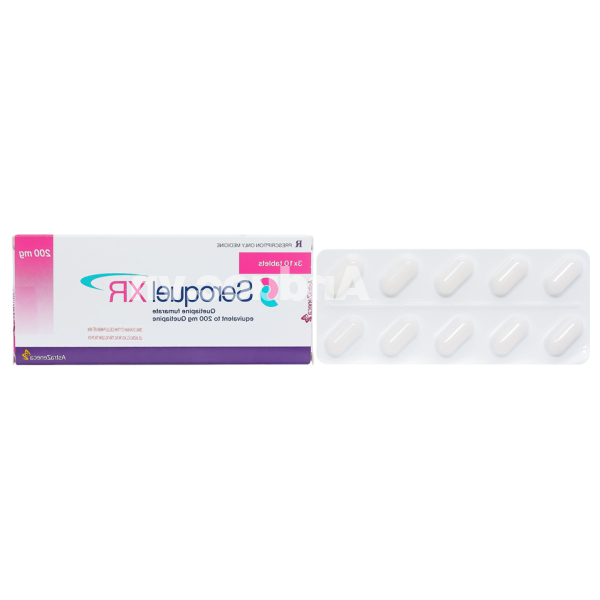 Seroquel XR 200mg trị tâm thần phân liệt, rối loạn lưỡng cực (3 vỉ x 10 viên)
