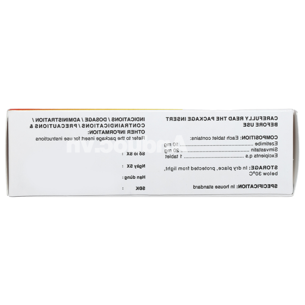 Silvasten 20/10mg trị rối loạn mỡ máu (4 vỉ x 7 viên)