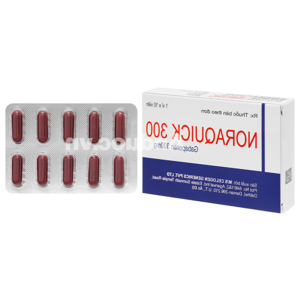 Noraquick 300 trị động kinh, đau dây thần kinh (1 vỉ x 10 viên)