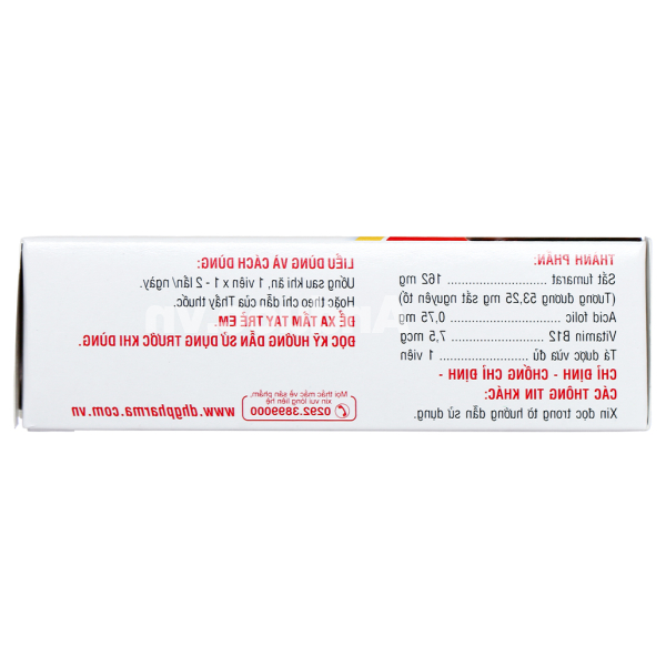 Bofit F trị thiếu máu do thiếu sắt, acid folic (3 vỉ x 10 viên)