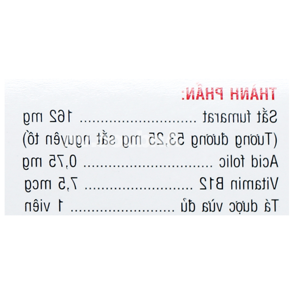 Bofit F trị thiếu máu do thiếu sắt, acid folic (3 vỉ x 10 viên)