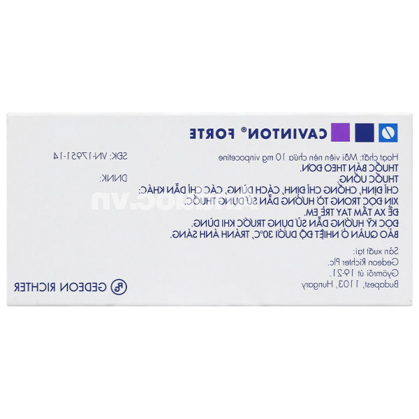 Cavinton Forte 10mg trị các dạng của rối loạn tuần hoàn máu não (2 vỉ x 15 viên)