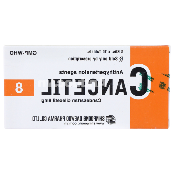 Cancetil 8 trị tăng huyết áp, suy tim (3 vỉ x 10 viên)