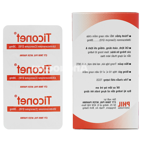 Ticonet 30mg hỗ trợ duy trì sức khỏe tim mạch (10 vỉ x 10 viên)