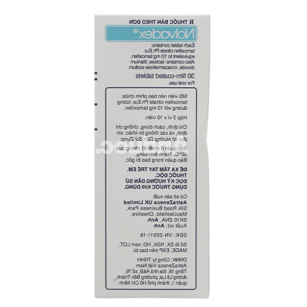 Nolvadex 10mg trị ung thư vú (3 vỉ x 10 viên)