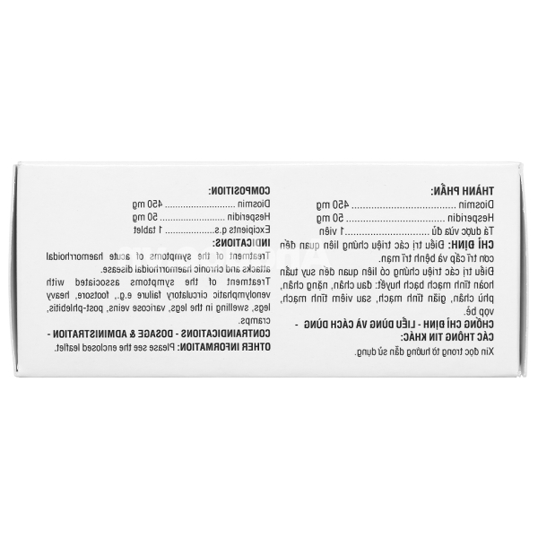 DilodinDHG trị chứng liên quan đến cơn trĩ cấp và bệnh trĩ mạn (5 vỉ x 10 viên)
