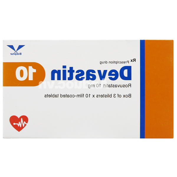 Devastin 10 trị tăng cholesterol máu, rối loạn mỡ máu (3 vỉ x 10 viên)