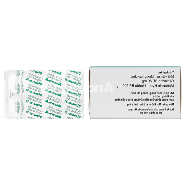 Dianorm-M 80mg/500mg trị đái tháo đường (10 vỉ x 10 viên)