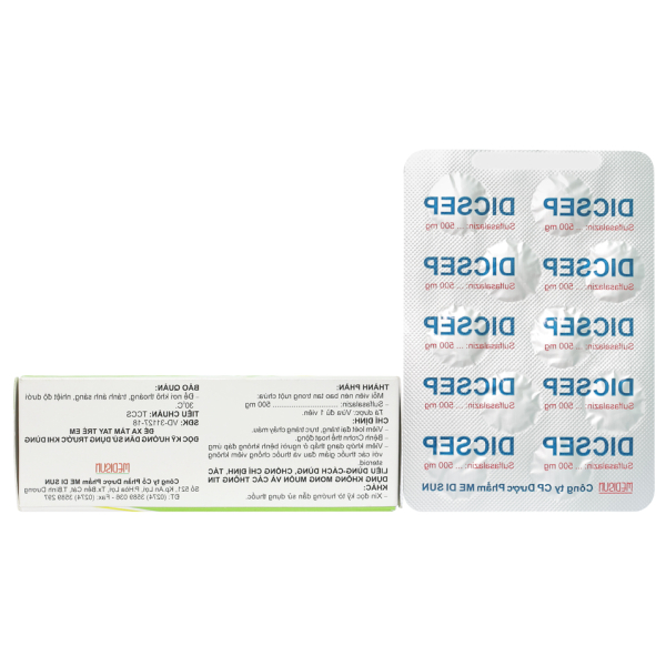 Dicsep 500mg trị viêm loét đại tràng (3 vỉ x 10 viên)