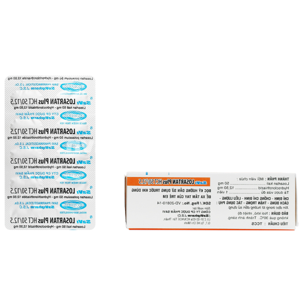 SaVi Losartan Plus HCT 50/12.5 trị tăng huyết áp (3 vỉ x 10 viên)