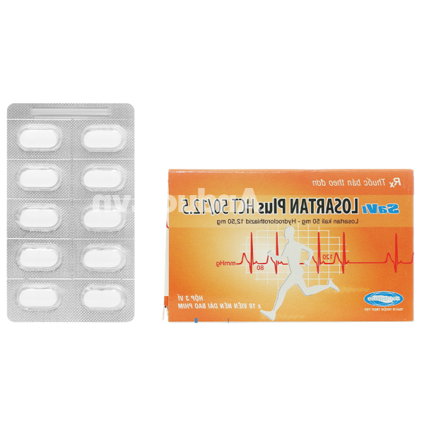 SaVi Losartan Plus HCT 50/12.5 trị tăng huyết áp (3 vỉ x 10 viên)