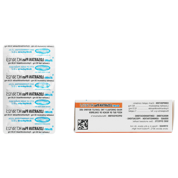 SaVi Losartan Plus HCT 50/12.5 trị tăng huyết áp (3 vỉ x 10 viên)