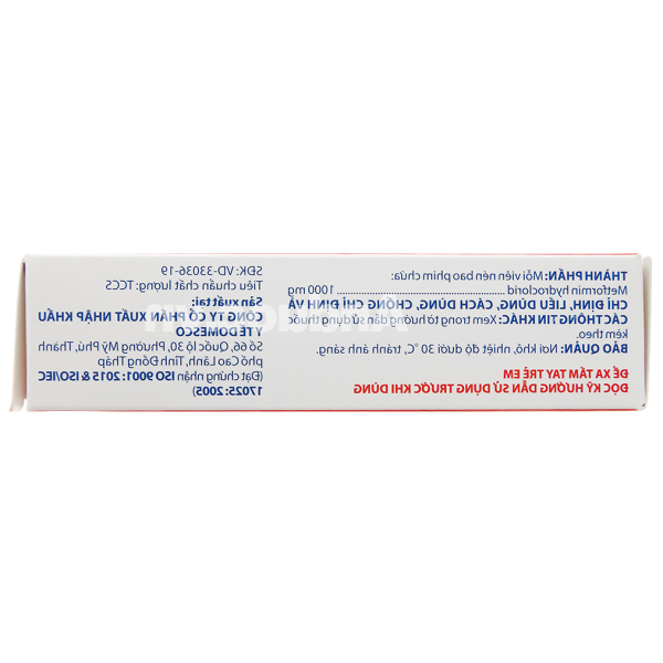 Glucofine 1000mg trị đái tháo đường tuýp 2 (3 vỉ x 10 viên)