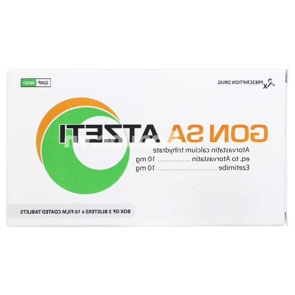 Gon Sa Atzeti 10/10mg trị rối loạn mỡ máu (3 vỉ x 10 viên)