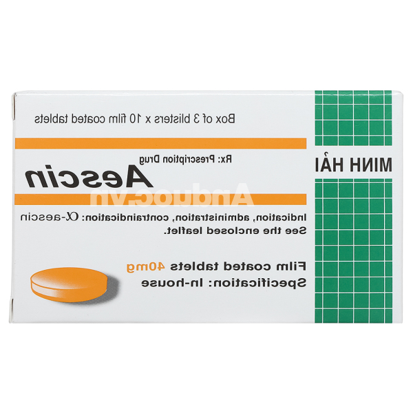 Aescin 40mg trị giãn tĩnh mạch, chống phù nề (3 vỉ x 10 viên)