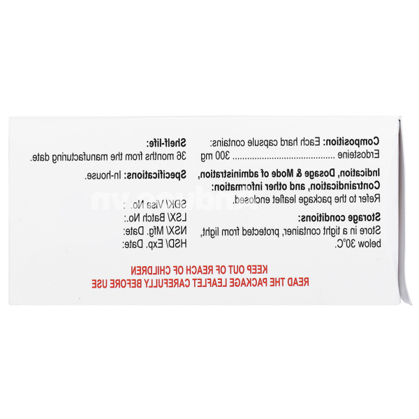 Elpertone 300mg trị triệu chứng đợt viêm phế quản cấp và mạn tính (6 vỉ x 10 viên)