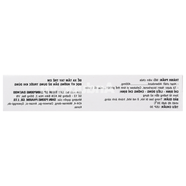 Alzental 400mg trị giun (1 vỉ x 1 viên)