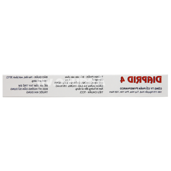 Diaprid 4 trị đái tháo đường tuýp 2 không phụ thuộc insulin (2 vỉ x 15 viên)
