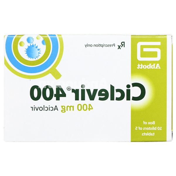 Ciclevir 400 ngừa, trị nhiễm virus (10 vỉ x 5 viên)