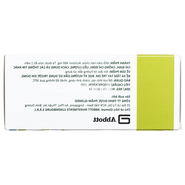 Ciclevir 400 ngừa, trị nhiễm virus (10 vỉ x 5 viên)