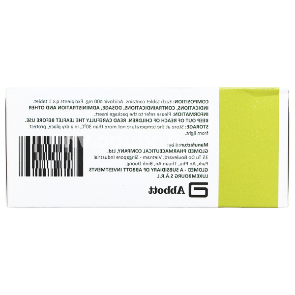 Ciclevir 400 ngừa, trị nhiễm virus (10 vỉ x 5 viên)