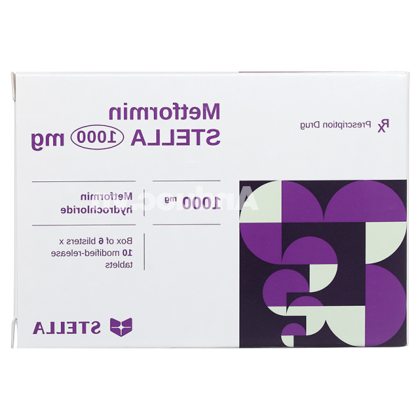 Metformin Stella 1000mg trị đái tháo đường tuýp 2 (6 vỉ x 10 viên)