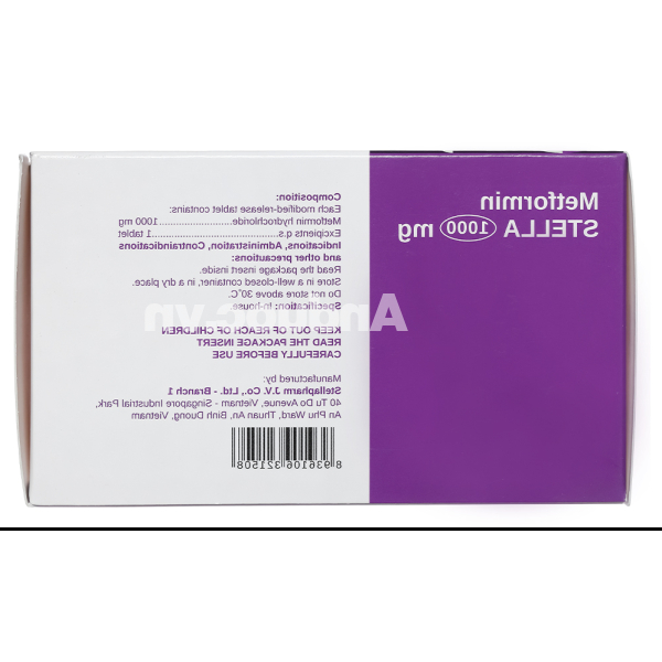 Metformin Stella 1000mg trị đái tháo đường tuýp 2 (6 vỉ x 10 viên)